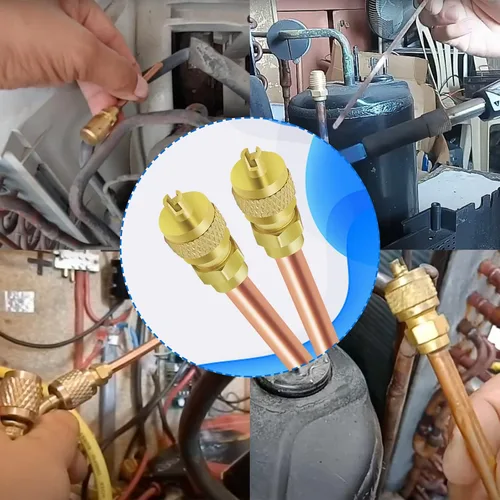 Vista 9 de Boltigen Válvula de servicio de acceso, válvula Schrader HVAC de relleno de cobre de latón con núcleo de vástago de 1/4 pulgadas SAE x 1/4 pulgadas