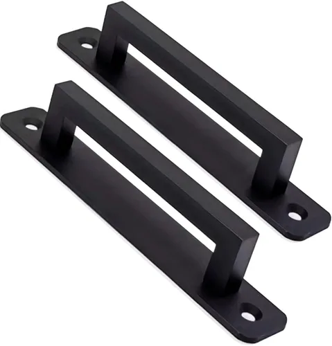 Vista 21 de Paquete de 2 manijas planas autoadhesivas de 5 pulgadas de 5.039 in, color negro mate, con placa base, tiradores de gabinete de aluminio