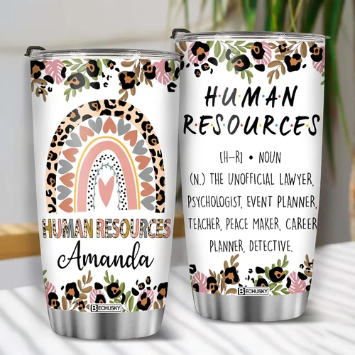 Vista 5 de BECHUSKY Vaso de recursos humanos personalizado de regalo para mujeres, hombres, papá, mamá, nombre personalizado, decoración divertida de oficina