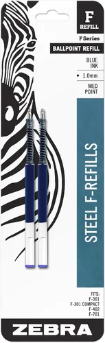 Vista 5 de Zebra Pen Recambios de tinta de acero, punta media de 0.039 pulgadas, tinta negra, compatible con bolígrafos Zebra F-301, F-402 y F-701, rendimiento