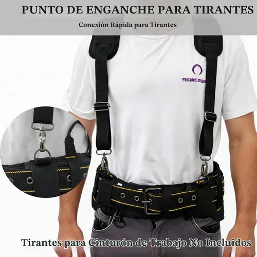 Vista 6 de MELOTOUGH Cinturón de herramientas acolchado para hombre con correa de asa, cinturón de trabajo resistente con anillo D, cintura ajustable de 36 a
