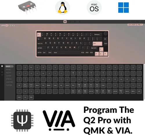 Vista 2 de Keychron Q2 Pro QMKVIA Teclado mecánico inalámbrico personalizado, perilla programable de metal completo, interruptores rojos K Pro intercambiables