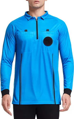 Vista 12 de FitsT4 Sports - Camiseta de árbitro de fútbol para hombre de manga larga Negro