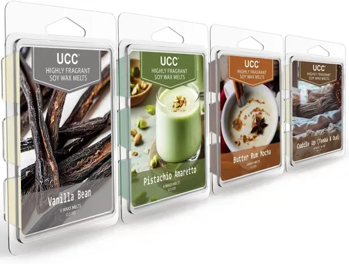 Vista 5 de UCC Cera derretida, cubos de cera de soja, aroma fuerte de larga duración, mezcla perfumada prémium para derretir tartas, romero menta, rosa