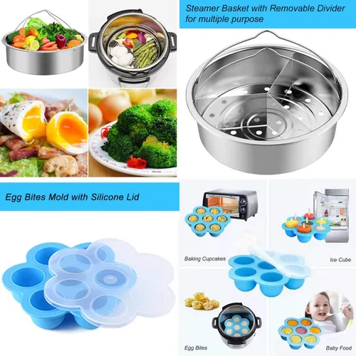 Vista 4 de Instant Pot - Juego de accesorios para olla a presión de 6 cuartos de galón y 8 cuartos de galón, 2 cestas de vapor, molde desmontable, molde
