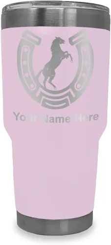 Vista 22 de LaserGram Vaso personalizado de 20 onzas, herradura con caballo (negro)