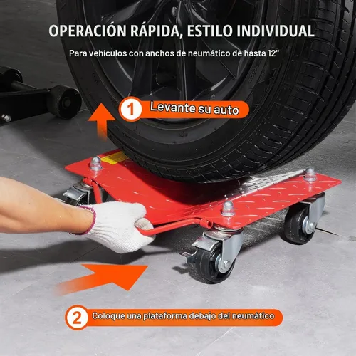 Vista 6 de VEVOR Plataforma con Ruedas, Capacidad de 8000 libras Movedor de Autos de Acero Resistente, Juego de Plataformas con Ruedas para Neumáticos de Auto