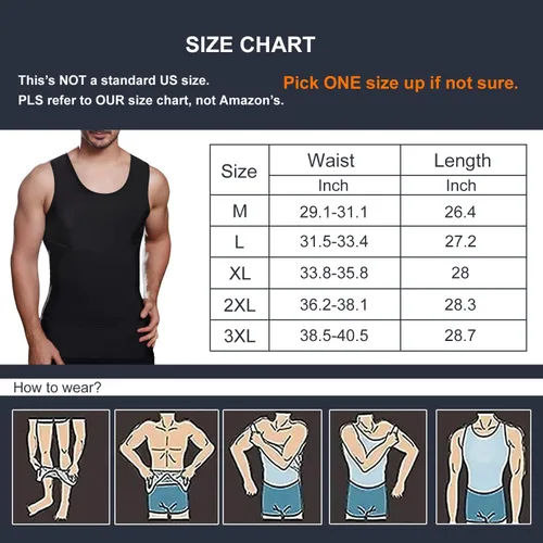 Vista 7 de Lgtfy Chaleco moldeador de cuerpo adelgazante para hombre, camiseta sin mangas de compresión para el abdomen del pecho, camisetas interiores