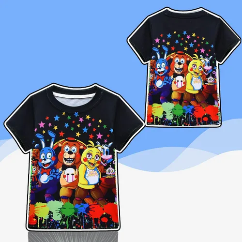 Vista 3 de Camisetas gráficas para niños y niñas, camisa de manga corta casual