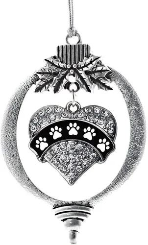 Vista 210 de Inspired Silver Adornos festivos de dije de corazón pave de plata con circonitas cúbicas