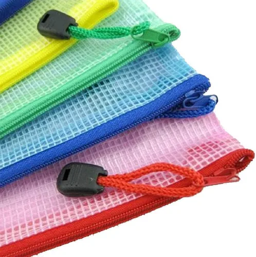 Vista 3 de Carteras de plástico A3 con cierre de cremallera, de malla, para documentos, carpetas de documentos, bolsillos de plástico, con cremallera, para Azul