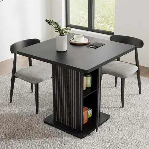 Vista 13 de Mesa de comedor extensible para cocina de 4-6, 47-65 pulgadas, mesa de comedor rectangular con 2 puertas, gran almacenamiento, muebles de cena