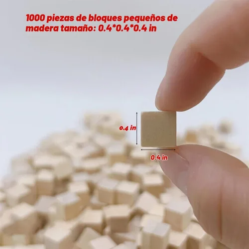Vista 2 de Bloques de madera para manualidades, cubos de madera sin terminar, bloques cuadrados de madera de pino natural de 1 cm, cubos de madera para artes