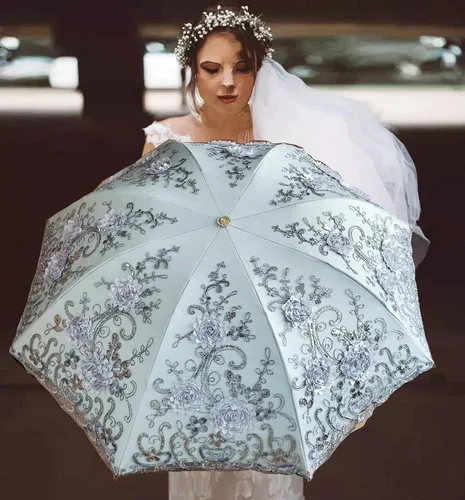 Vista 53 de WENDIN Sombrilla de encaje plegable vintage Paraguas gótico lluvia Anti-UV protección de encaje parasol cúpula Foto Props niñas sombrilla paraguas