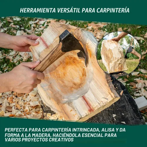 Vista 6 de BeaverCraft Adze de hacha forjada para tallado de madera - Adze curva para carpintería AX2 con mango de madera para canaleta de cuenco - Herramienta