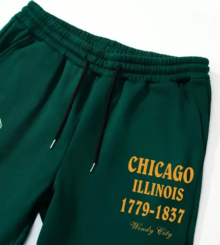 Vista 4 de GORGLITTER Pantalones deportivos con estampado de letras y números para hombre, pantalones deportivos con cordón en la cintura