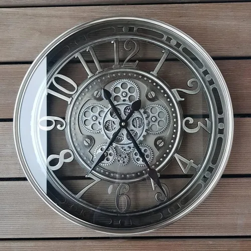 Vista 11 de INFINITY TIME Relojes de pared con engranaje móvil de 21 pulgadas para decoración de sala de estar, cobre SIilent Non Ticking, Arabic Numeral