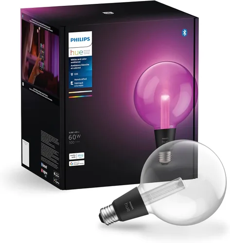 Vista 13 de Philips Hue Bombilla LED de filamento inteligente G40 de 60 W - Luz ambiente blanca de cálido a frío - 1 paquete - 550 lm - E26 - Interior - Control