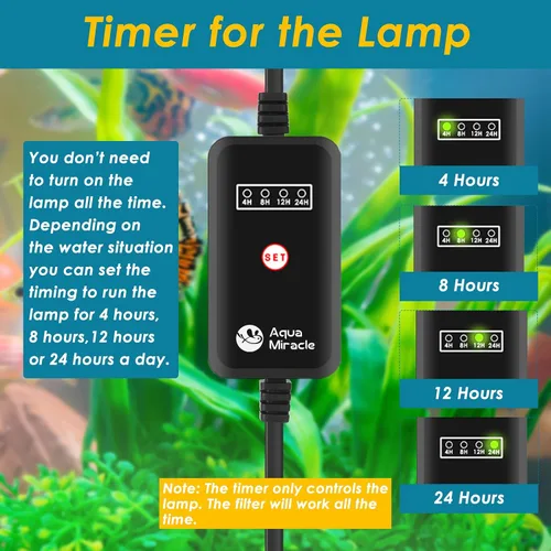 Vista 6 de AquaMiracle Filtro de acuario para agua verde, filtros de tanque de peces U - V con temporizador (4/8/12/24 horas), filtro de peces de modo dual