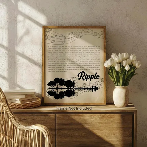 Vista 5 de ZUKIY Ripple Song Lyrics - Lienzo decorativo de letras de ondulación de Grateful Dead, arte de pared inspirador para decoración de oficina, póster