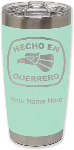 Vista 13 de LaserGram Vaso aislado al vacío de 20 onzas, hecho en Guerrero, grabado personalizado incluido (negro)