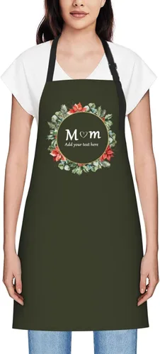 Vista 86 de Delantales personalizados para mujer, diseño de delantal de chef ajustable con nombre, textos, fotos, flores, regalos para el día de la madre