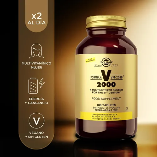 Vista 2 de Solgar Formula VM-2000 (Sistema multinutriente), 180 comprimidos - Múltiple de calidad premium - Contiene zinc - Apoya un sistema inmunológico