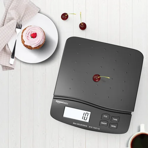 Vista 6 de Amazon Basics Báscula postal digital, adaptador de CA, capacidad de 65 lb, precisión de 0.1 oz, negra