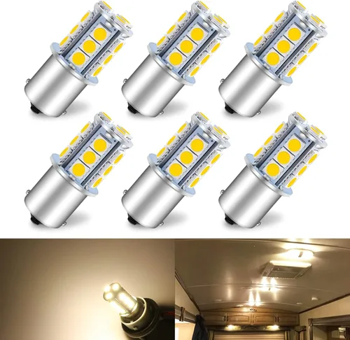 Vista 13 de Bombilla LED 1156 1141 de 10V-30V CA/CC súper brillante blanco cálido 1073 7506 BA15S bombillas de repuesto para RV caravana cámper remolque