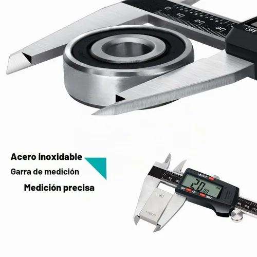 Vista 6 de Kynup - Herramienta de micrómetro y pie de rey de 12 pulgadas, calibre digital con acero inoxidable, pantalla LCD grande, función de apagado Negro