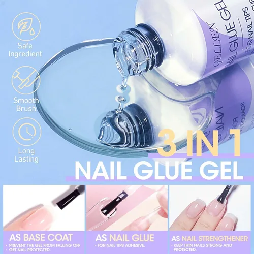 Vista 4 de Gellen Kit de uñas de gel, ataúd, 240 piezas, juego de extensión con todo, puntas de uñas Etch X, kit de bricolaje largo, pegamento de uñas de gel