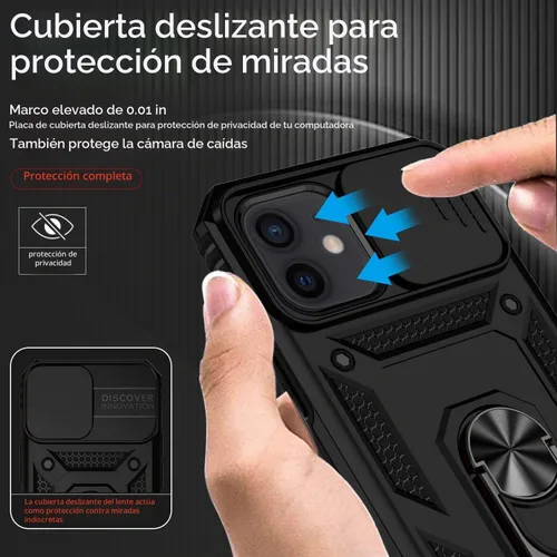 Vista 3 de Funda para iPhone 12 / iPhone 12 Pro con cubierta para lente de cámara, protector de pantalla HD, protección contra caídas de grado militar, soporte