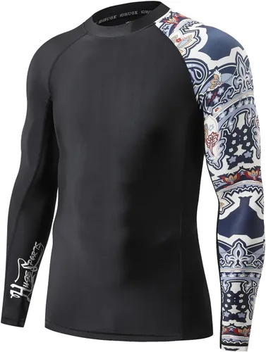 Vista 28 de HUGE SPORTS Camiseta de protección contra erupciones de manga larga para hombre UPF 50+ con protección UV, de secado rápido, con costuras