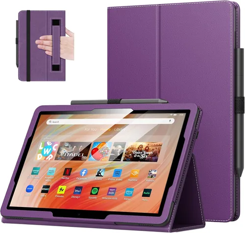 Vista 23 de MoKo - Funda para tablet Kindle Fire HD 10 y 10 Plus (11.ª generación, versión 2021), diseño delgado y plegable con función de encendido y apagado
