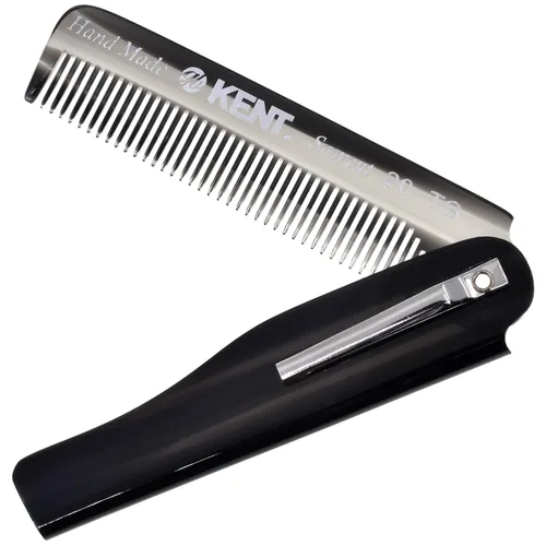 Vista 12 de Kent 20T - Peine de bolsillo plegable hecho a mano de grafito negro para hombres, peine de dientes finos para el cuidado diario del cabello, barba