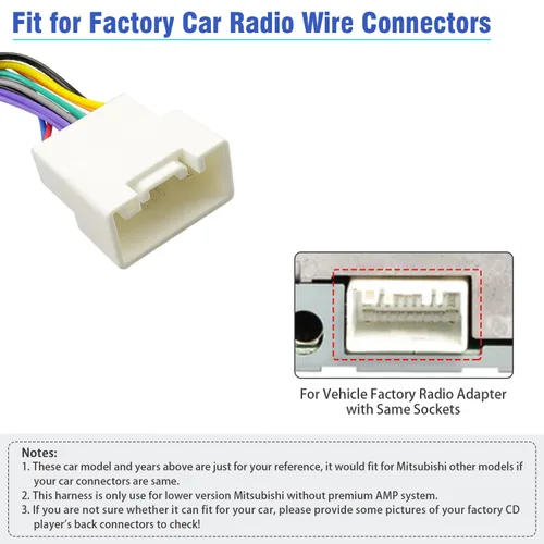 Vista 2 de Arnés de cable de radio de 20 pines para conector estéreo de Mitsubishi Compatible con Outlander Lancer Pajero Mirage Triton ASX Arnés de cableado