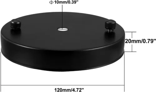 Vista 3 de uxcell Placa de luz de techo retro con base puntiaguda chasis disco colgante accesorios 4.724 inx0.787 in negro con tornillo 1.457 in distancia