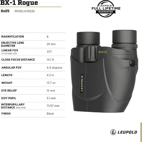 Vista 4 de Leupold BX-1 Rogue binoculares, 8x25mm (59220)