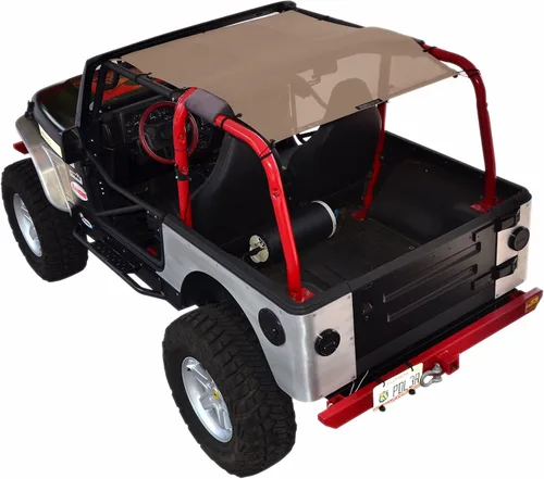 Vista 13 de Malla para sombra SPIDERWEBSHADE para Jeep Wrangler con protección UV, accesorio hecho en EE.UU., TJ (1997-2006), Negro