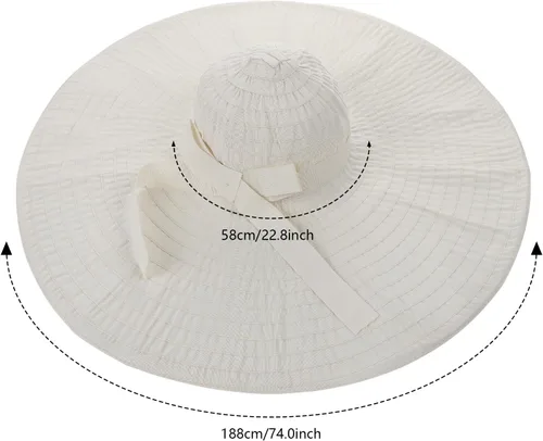 Vista 7 de Sombrero de sol de ala súper ancha para mujer, sombrero de playa extra grande, plegable, protección solar de verano, gorra de viaje al aire libre