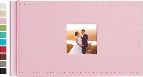 Vista 45 de potricher Álbum de fotos pequeño de 4 x 6 pulgadas, 100 fotos, cubierta de cuero, libro de fotos con 100 bolsillos horizontales para familia, boda