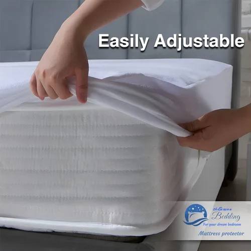 Vista 5 de Protector de colchón de mezcla de algodón turco que proporciona una superposición impermeable confiable y flexible, protección contra la humedad