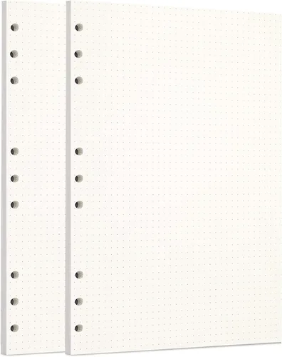 Vista 66 de Zelten 1 paquete A5 de 80 hojas/160 páginas 4 en 1 rayado cuadrado punteado en blanco hojas sueltas perforadas papel de repuesto de papel