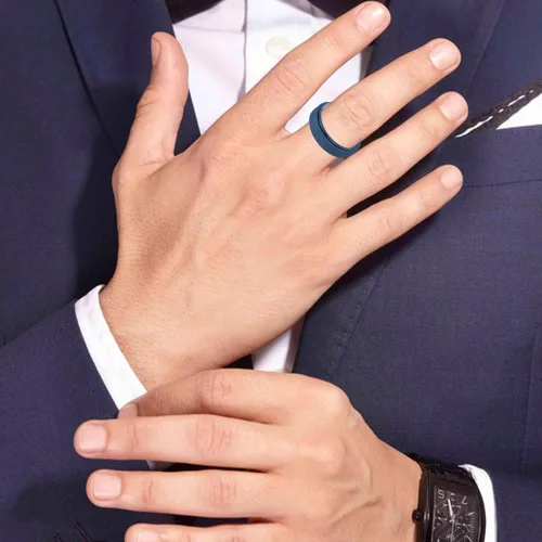 Vista 3 de AmorArtSky Anillo para ansiedad para mujeres y hombres, anillo antiansiedad para aliviar el estrés, anillo giratorio de acero inoxidable de titanio