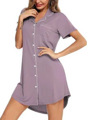 Vista 3 de Senert Nightgowns for Women ShortLong Sleeve Sleep Shirt Button Down Night Gowns Maternity Pajamas Nursing Dress Sleepwear
