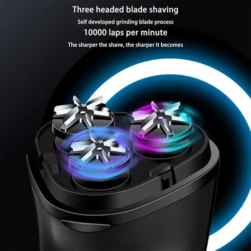 Vista 5 de Maquinilla de afeitar eléctrica para hombres, afeitadora inalámbrica recargable impermeable en seco para hombres, afeitadora facial portátil