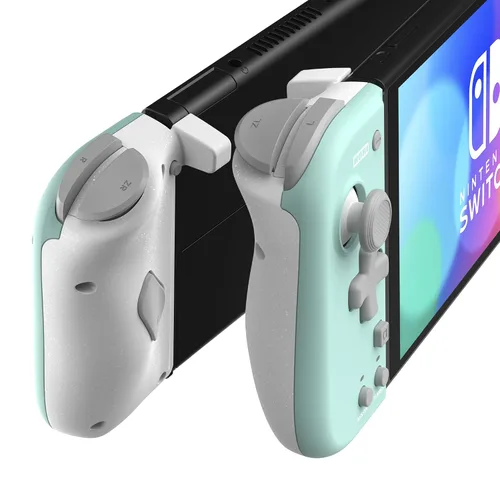 Vista 2 de HORI Nintendo Switch Split Pad Compact (Mint Green x White) - Ergonomic Controller for Handheld Mode - Officially Licensed by Nintendo
