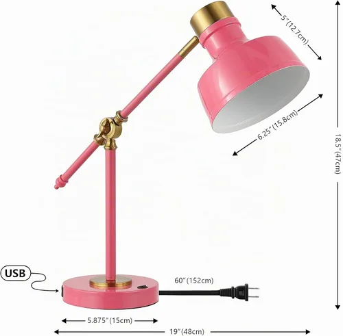 Vista 6 de JONATHAN Y JYL7124D Allegra - Lámpara de tarea LED cantiléver ajustable de 18.5", con puerto de carga USB, clásica, costera, industrial, rústica