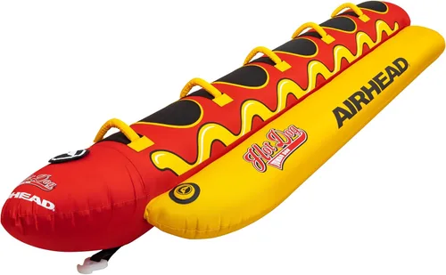 Vista 8 de Airhead Hot Dog Towable Tube for Boating, 1-5 Rider Inflatable Boat Tube for Water Tubing, Full Nylon Cover, EVA Padding, Foam Padded Handles