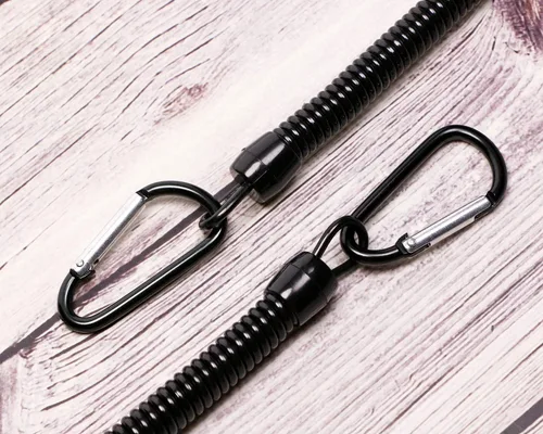 Vista 4 de Mini Skater Cordones de pesca negros de 6.89 pulgadas, cordón retráctil de resorte en espiral, cuerda de navegación, cuerda de seguridad en espiral